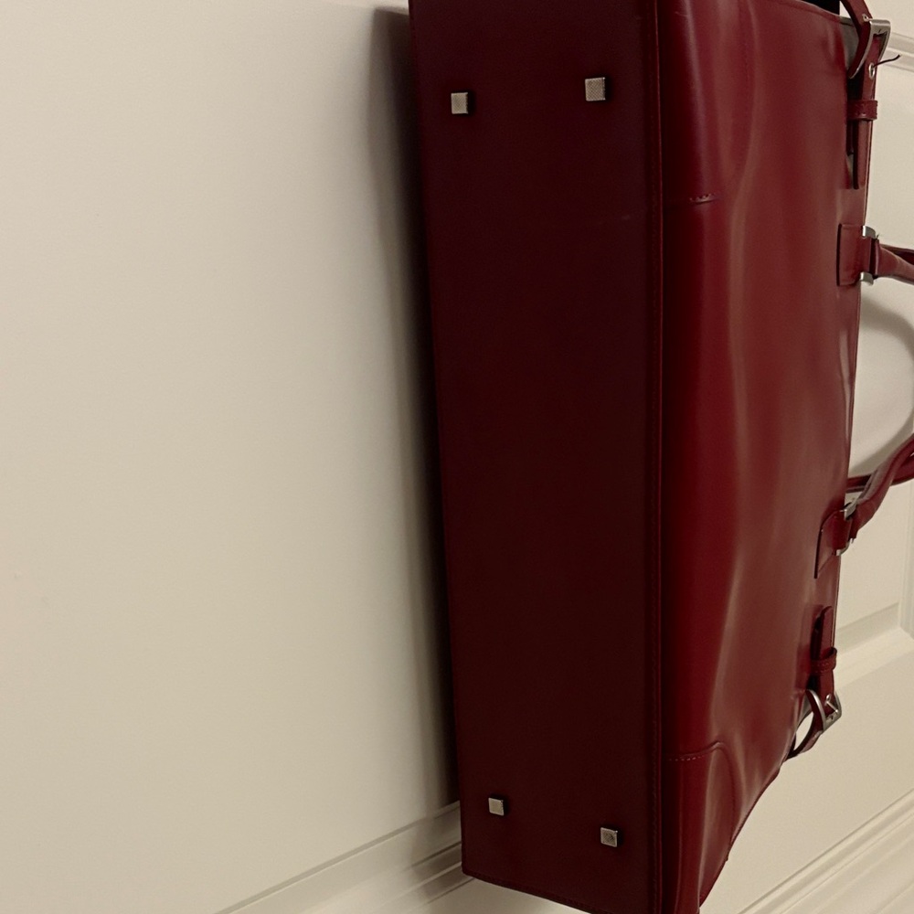 CBK Franklin Covey Deep Red Leather Tote - Picture 9 of 13